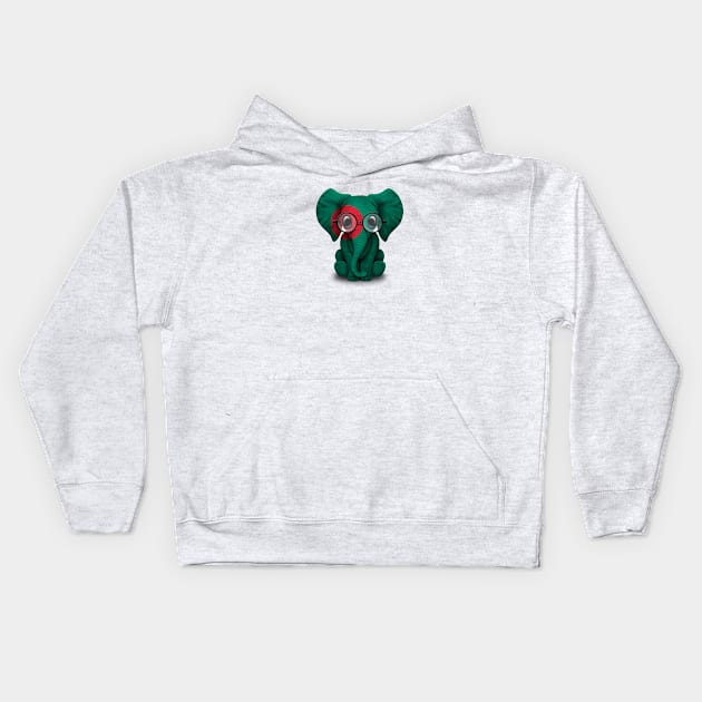 Baby Elephant with Glasses and Bangladeshi Flag Kids Hoodie by jeffbartels